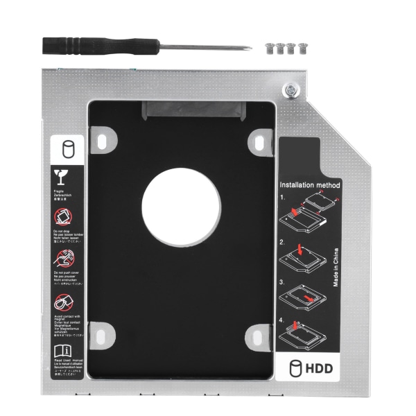 SATA3.0 HDD Caddy 9,5 mm/12,7 mm Universal Datortillbehör i andra aluminiumlegering för bärbar dator 9,5 mm