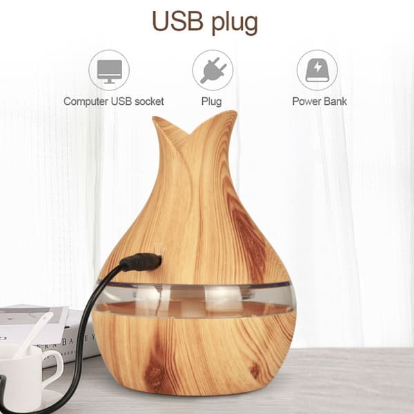 300 ml 7 farger LED nattlys aroma eterisk olje diffuser luftfukter lyst trekorn