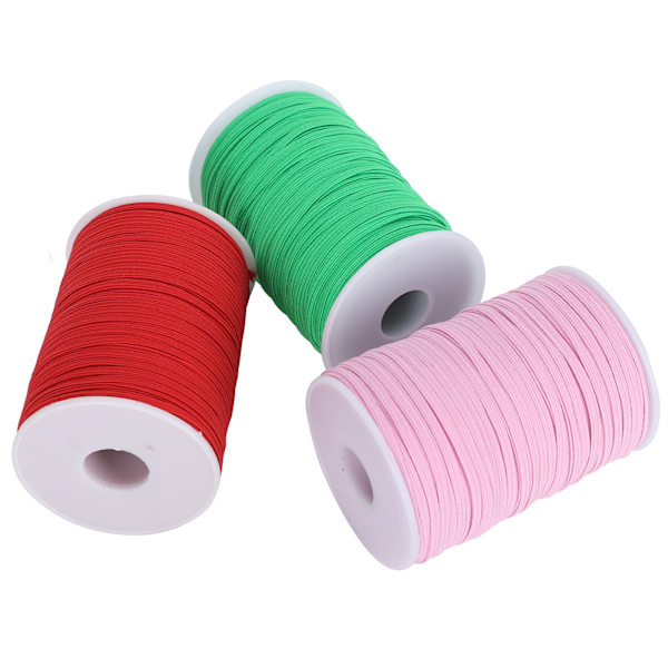 Elastiskt band platt syrep snöre sladd DIY ärm masktillverkning hög elastisk 100 yards rulle (röd rosa grön )