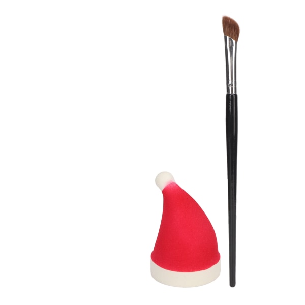 Vinkelbørste Svampsett Rød julehattform Makeup Sponge Nose Shadow Brush Set