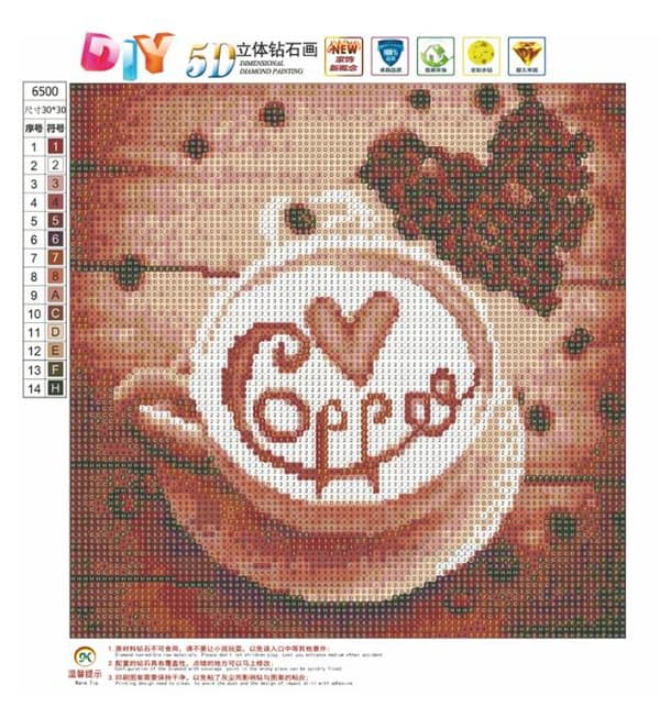 Kaffekopp diamantmaling (30x30cm)