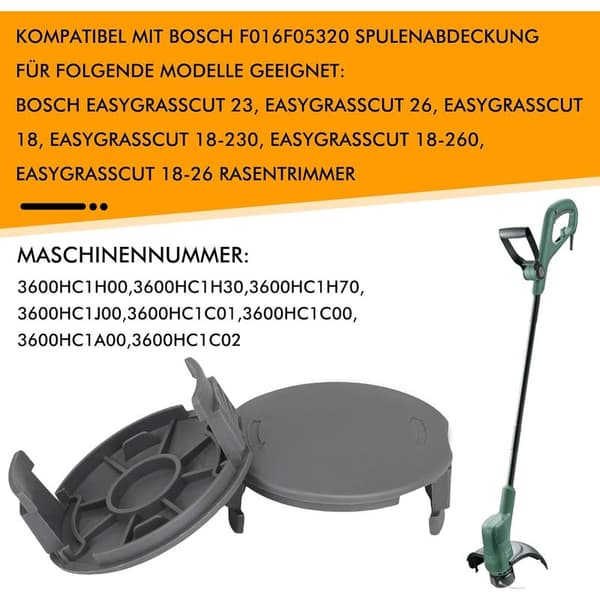 Spoledeksel F016F05320 Passer til Bosch 3600HC1JB0 EasyGrassCut 18 23 26 18-26 18-230 18-260 Gresstrimmer, Erstatningsspolehette (3 stk)