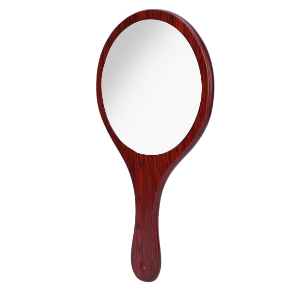 Vintage frisörspegel Trähandtag hängande hål Makeup Handhållen spegel för hushållsröd