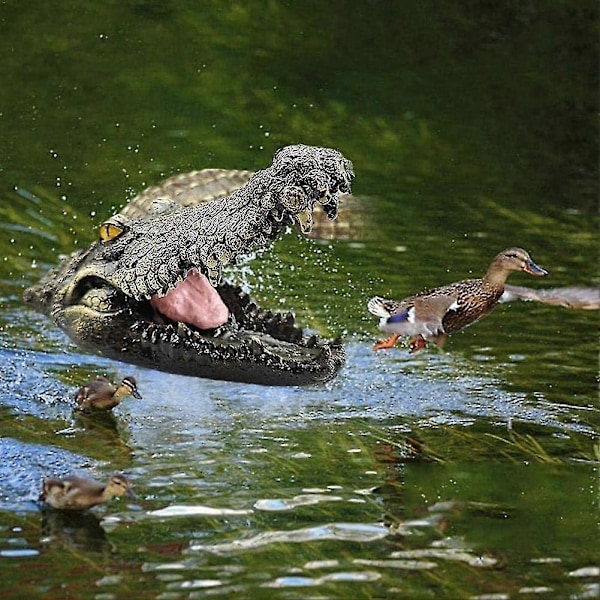 Flytende Krokodillehode Lokkedue for Dam Utendørs Statuer Flytende Krokodille For Gåsekontroll Falsk Gator Avskrekkende Ande Sumpland Krokodilledam D