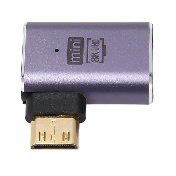 Mini HD til HD-adapter retvinklet 8K 60Hz 48Gbps LED-indikator Mini HD til HD-konverter til bærbar computer kamera tablet