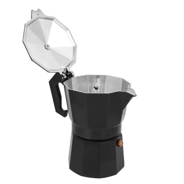 300ML 6-kopper kapacitet aluminium kaffemaskine Moka Pot tilbehør til kontor hjemmebrug Sort