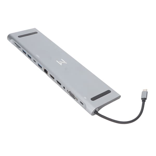 12-i-1 USB C-dokkingstasjon 4K 30Hz HD PD 100W Multifunksjonell Multiport USB C-hubadapter Grå