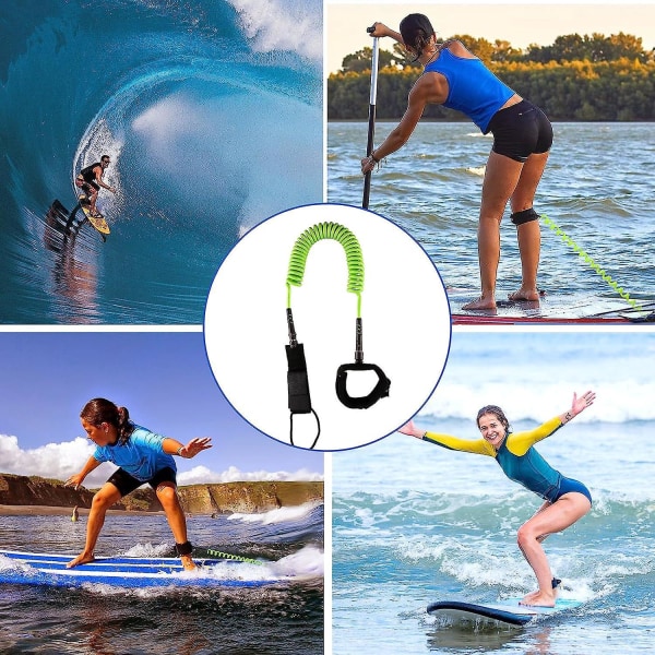 Grønn 10 fots surfebrettbånd for bodyboard, kajakk, stand Up Paddle Board
