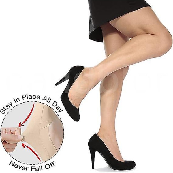 6 paria naisten näkymättömiä liukumattomia silikonisia nilkkasukkia, joissa on nylon jalkasuoja
