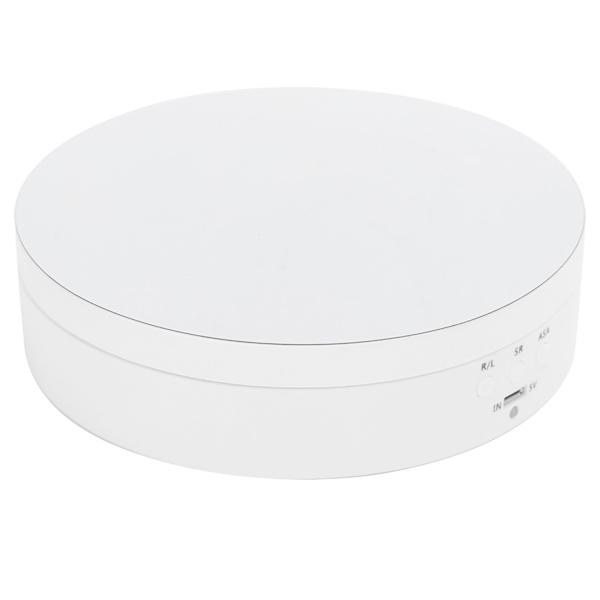 3 hastigheder elektrisk roterende displaystand 360 graders drejeskive smykkeholder USB-opladning hvid
