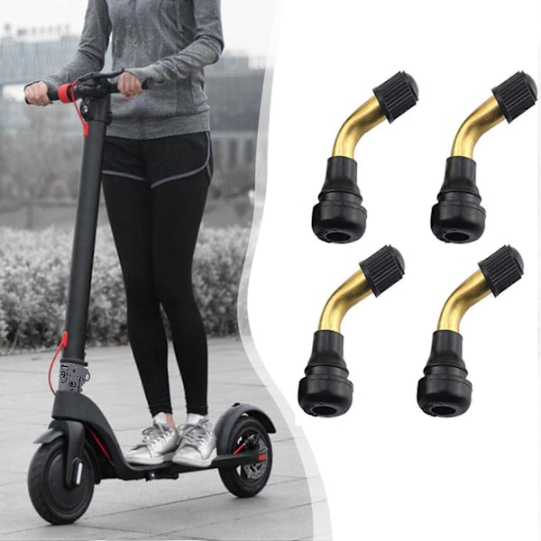 8st Däckventilstammar Rät Vinkel Snap-in Gummi 90 Grader Mässing kompatibel med Elscooter Och M365 Elec