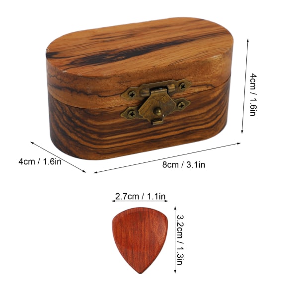 Smooth Wood Guitar Pick Box med 5 stk