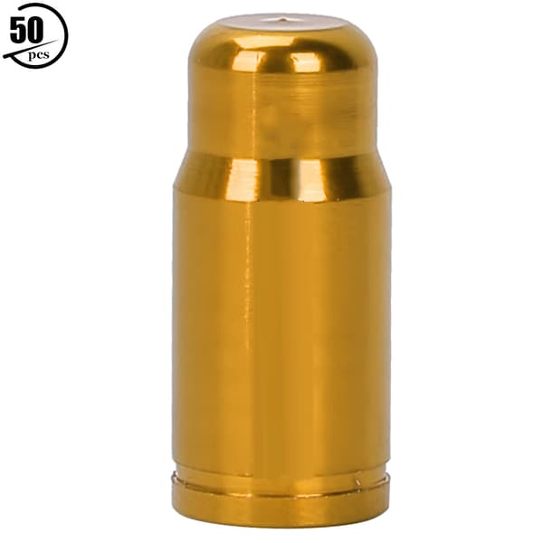 50 st. anodiserade cykeldäck Presta luftventil dammskydd i aluminiumlegering (guld)