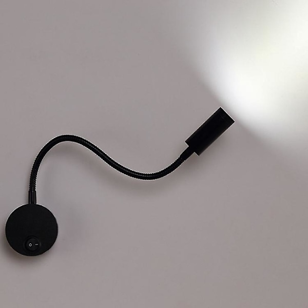 2 Sorte 3W Væglæselamper, Fleksibel Justerbar Hals Sconce Aluminium Bordlampe, Sengelampe med Kontakt LED Øjenbeskyttelse 29cm