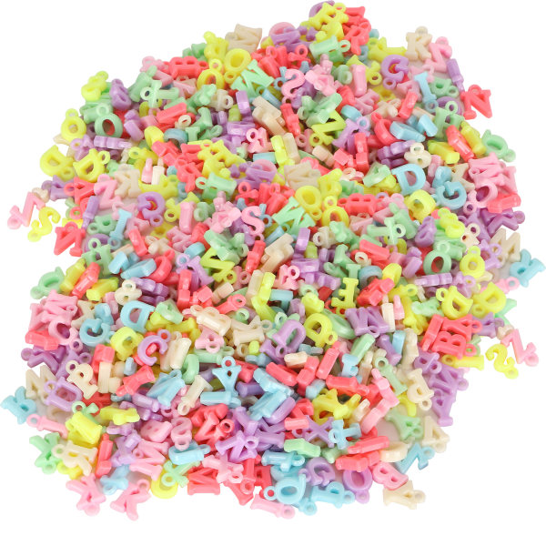 500 st Spacer Beads Färgad bokstav Plast Hårbandshänge Perforerad pärla DIY-tillbehör