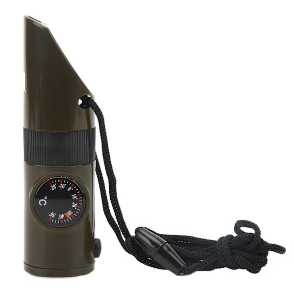 Överlevnadsvissla 7 i 1 med LED-ljus termometer kompass förstoringsglasfunktioner nödvissla för camping