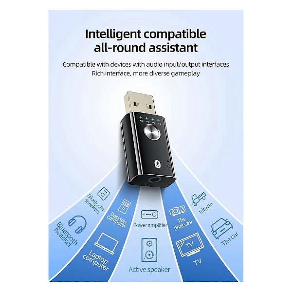 4-i-1 USB Bluetooth 5.1 Sändare Mottagare