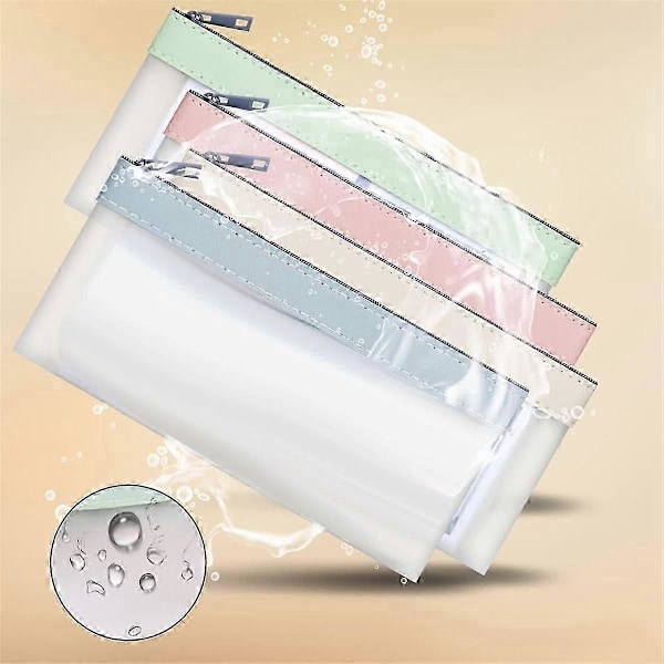4 Pcs Pengeposer med Glidelås, Kontantkonvolutter, Pengepung, Klare Bankinnskuddsposer, Bankpose, Kontantpose, Myntpose
