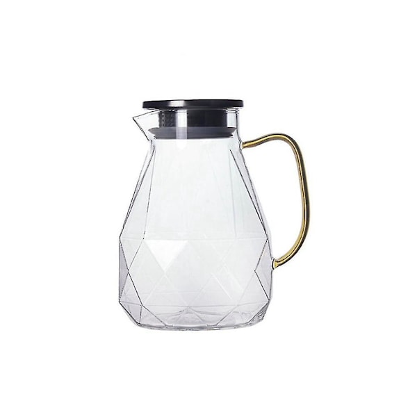 Glasskanne med rustfritt stål lokk 1500ml - Unik vannkrukke for varmt/kaldt vann