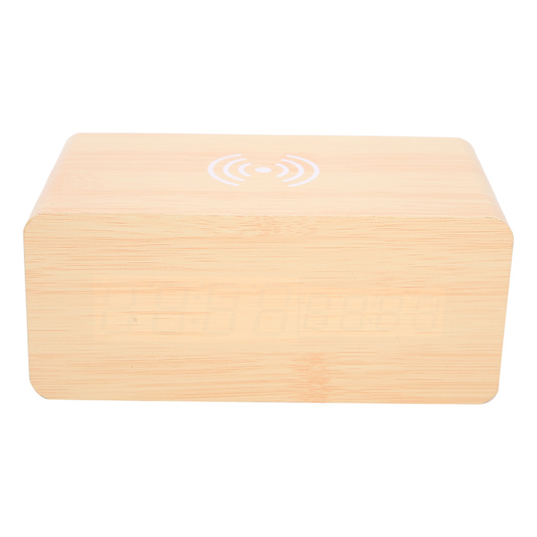Monitoiminen puinen 2000mAh minikellokaiutin langaton Bluetooth-kello stereokaiutin keltainen puu + punainen valo