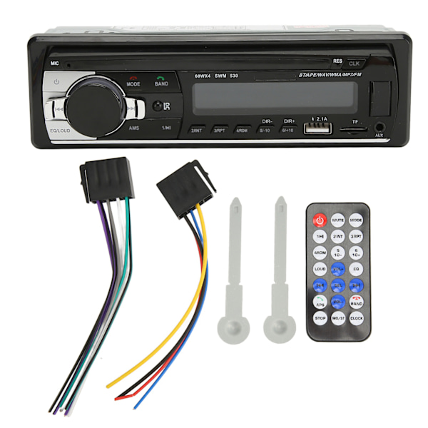 Bilstereo Bluetooth 5.0 Färgglad Belysning FM Förlustfri Ljudkvalitet Bilradiomottagare för MP3 WMA WAV FLAC