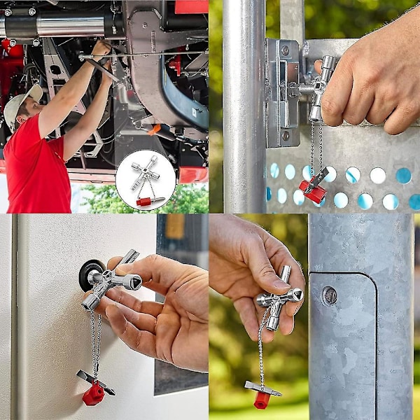 4-veis Multifunksjonsnøkkel, Multifunksjonell Universell Kryssnøkkel, Trekantnøkkel Kranbryternøkkel For Elektrisitet, Strømmålere, Radiatorer