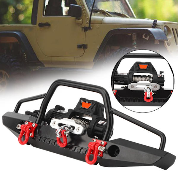 Metall främre stötfångare med 2LED ljus vinsch fjärrkontroll Passar för TRX4 SCX10 RC bil