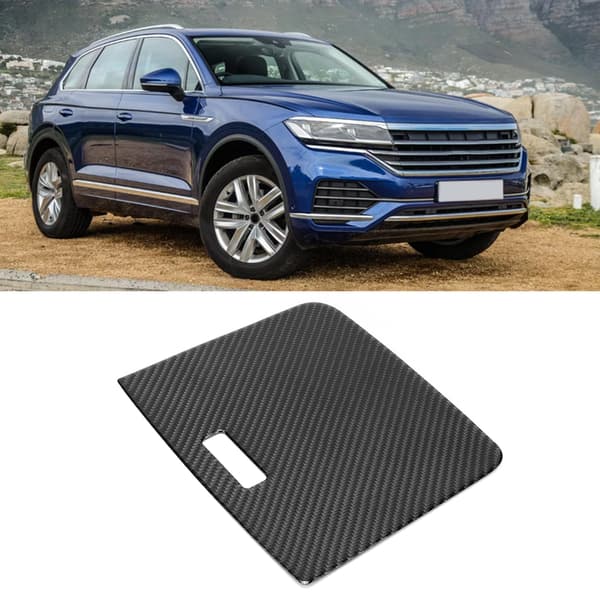 Bil Kolfiber Central Kontroll Förvaringslåda Panel Trimskydd Vänsterstyrd Passar för VW Touareg 2011-2018