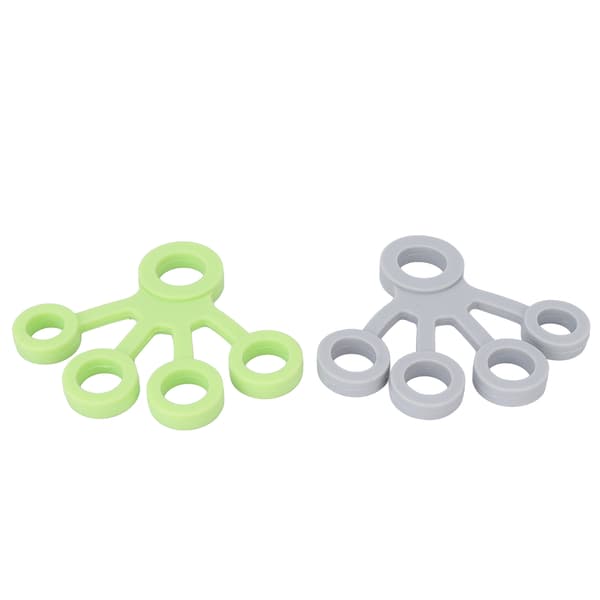2st Fingersträckare Silikon Portabel Mjuk Elastisk Fingergrepp Förstärkare 6.6LB (Ljusgrön Ljusgrå)