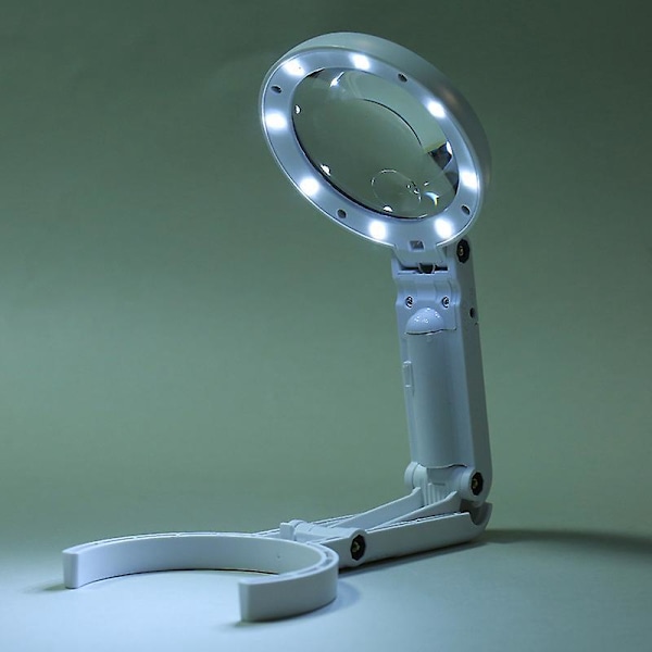 Opplyst Forstørrelsesglass, 10X 30x Håndholdt Stående Forstørrer med 18 LED-lys, Dimbar Forstørrelseslampe