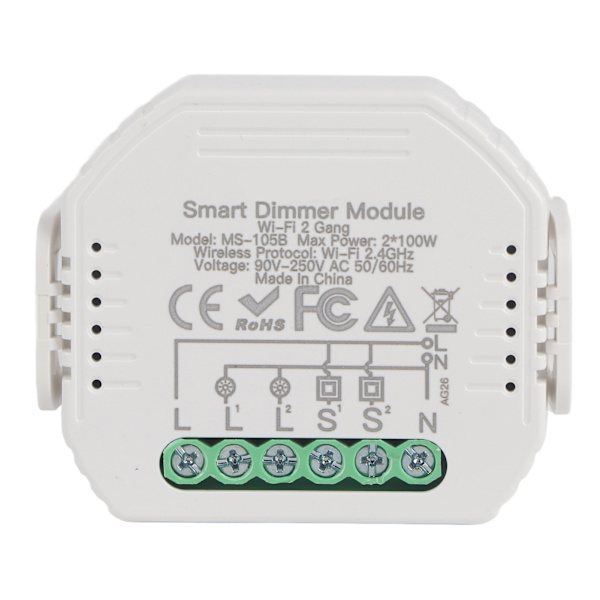 Smart Dimmer Switch Module 2-vägs dimning APP-kontrollbrytare dold montering 90-250V