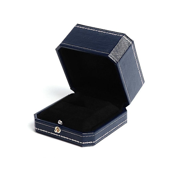 Vintage Luksus Ringæske - Elegant Smykkeæske til Forlovelse og Bryllupsgaver Marineblå