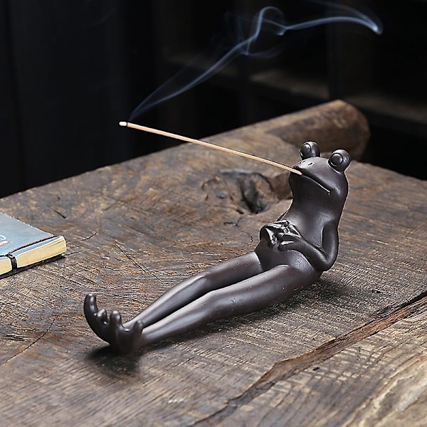 Sød Frø Røgelseshusker med Røgelsespinde, Håndlavet Keramisk Røgelsesbrænder Kegle, Moderne Aromaterapi Ornament, Cool Boligindretningstilbehør, til Str