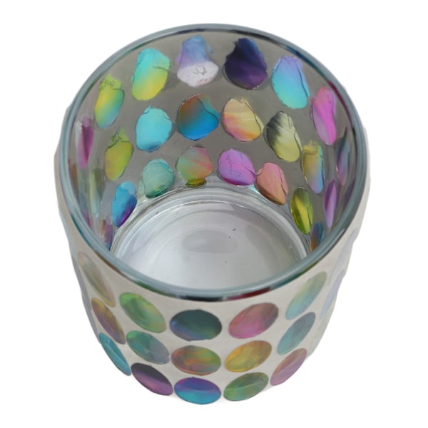 Mosaik Tealight-hållare Färgglad Glasmosaik Stil Levande Lyster Glas Ljusstake för Sovrum Kontor Bar