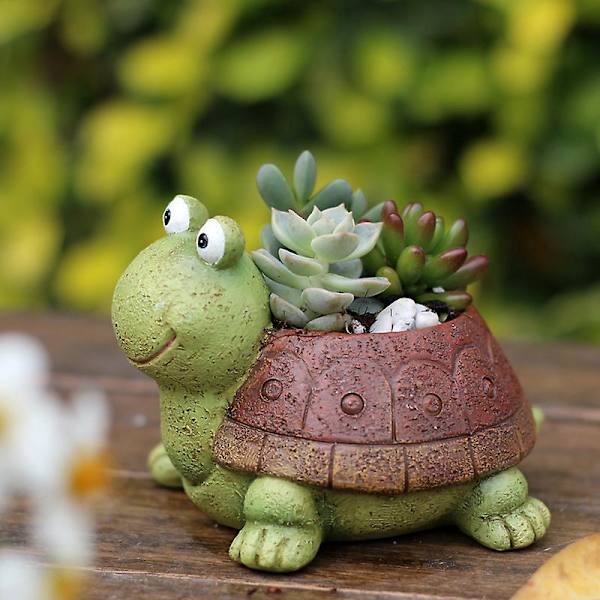 Skildpadde Harpiks Sukkulente Plantepot Blomsterpot Dekorativ Mini Holder til Hjem Kontor Have
