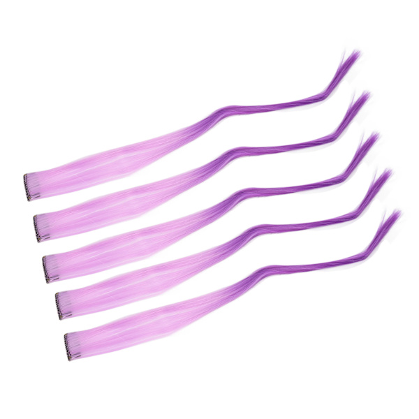 10 stk Høydepunkter Hårpynt Lang Rett Gradient Utsøkt Stilig Hairpiece Clip for Cosplay Events Halloween Fester Gradient Lilla