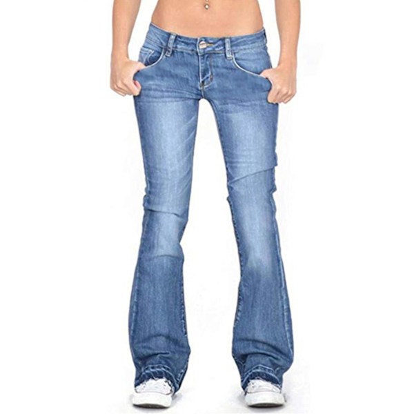 Naisten venyvät bootcut-farkut - Matala vyötärö, levenevät housut