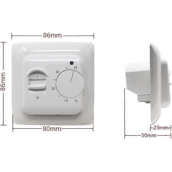 Manuelle termostater for gulvvarme 220v 16a, elektrisk gulvvarmekontroller mekanisk romtermostat med gulvsensorprobe 1 stk -GSL
