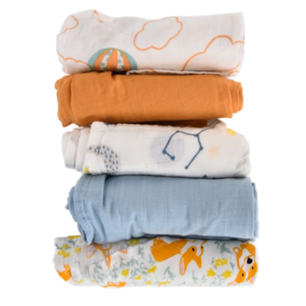 5 st babyhaklappar absorberande tryck mjuk bomull matning amning handduk för spädbarn bebisar småbarn