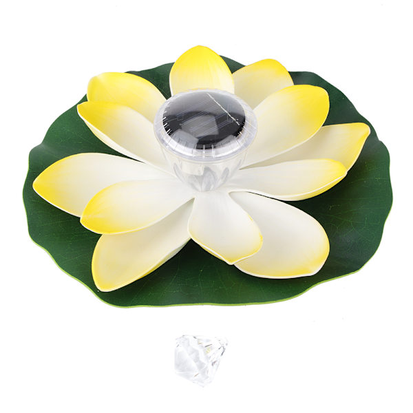 Solcelledam Lys LED Fargeskiftende Lotus Blomst Vanntett Flytende Lampe Lysegul