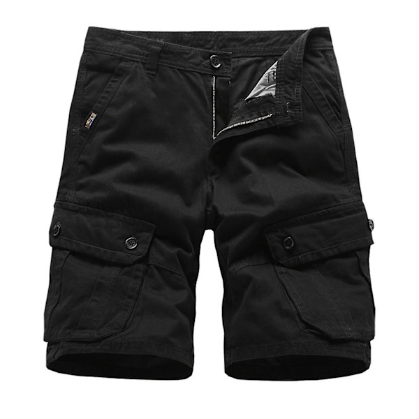 Lynlås Herre Sommer Shorts med Flere Lommer L Sort