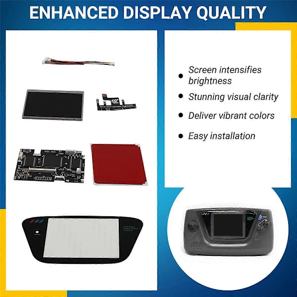 V4 IPS OGS LCD-skjermsett for Game Gear Full Screen V4.0 svart