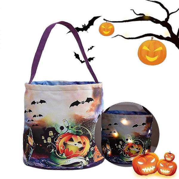Uudelleenkäytettävä karkkikori Halloween-tarvikkeet Halloween-karkkikorit Lasten karkkikorit Halloween-karkkipussit 4 väriä oranssi