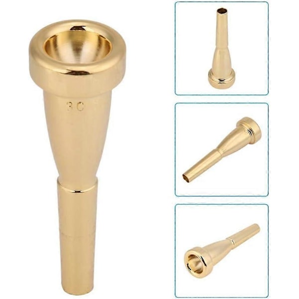 Trompetmunnstykke, messing trompetmunnstykke for 3C størrelse instrumenter (gull)