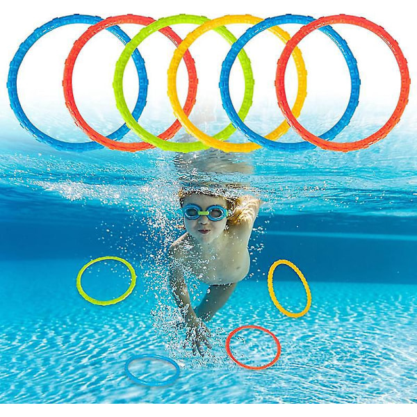 4-pack Dykleksaker för Pool Vatten Simbassäng Dykringar Leksaker för Barn Färgglada Lätta att Hitta och Greppa (orange, gul, blå, grön)