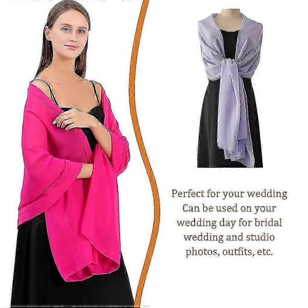 Chiffon Sjal Wrap til Bryllup & Fest Brudetilbehør Let Dekorativt Tørklæde Ca Light Purple