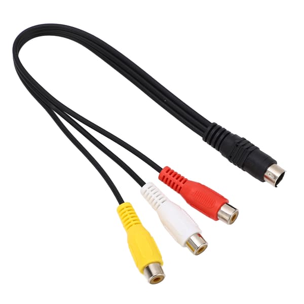 Mini DIN 7-pin til 3 RCA-kabel rød gul hvit Mini DIN 7-pin hann til 3 RCA hunnledning videoadapterkabel 0,3 m