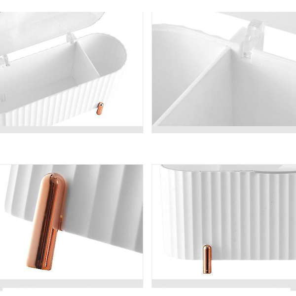 Grøn Makeup Organizer til Badeværelset med Transparent Låg til Vatrondeller og Vatpinde