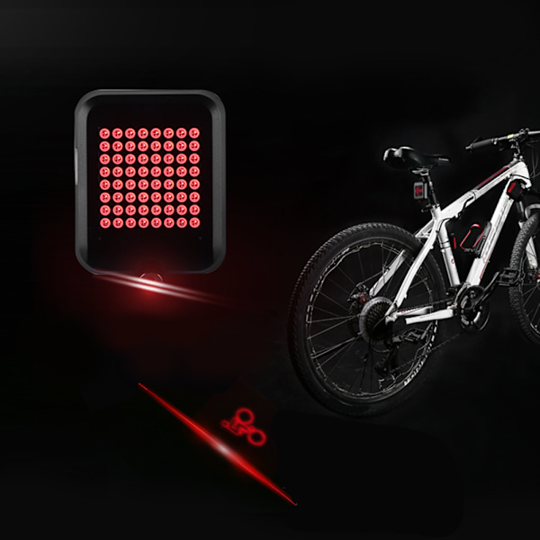 Intelligent USB Laddcykel Varning Bakljus Cykel Blinkerslampa Cykelutrustning svart