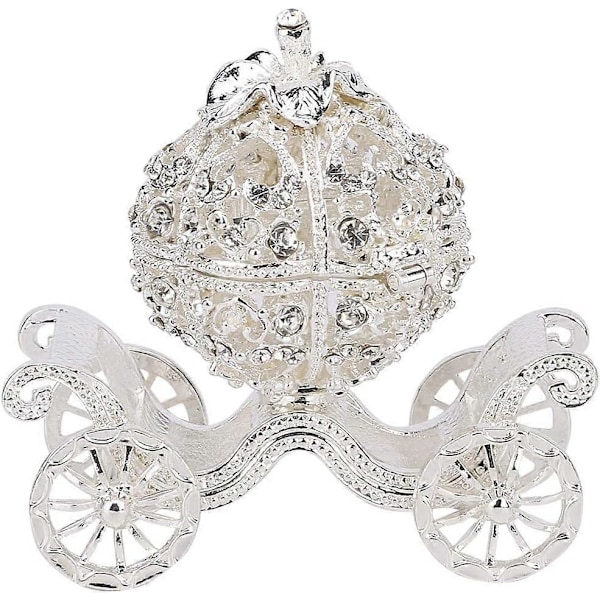 Rhinestone Krystal Græskarvogn Smykkeskrin, Smykkeskrin Diamant Gave Samlerobjekter Statue Dekoration